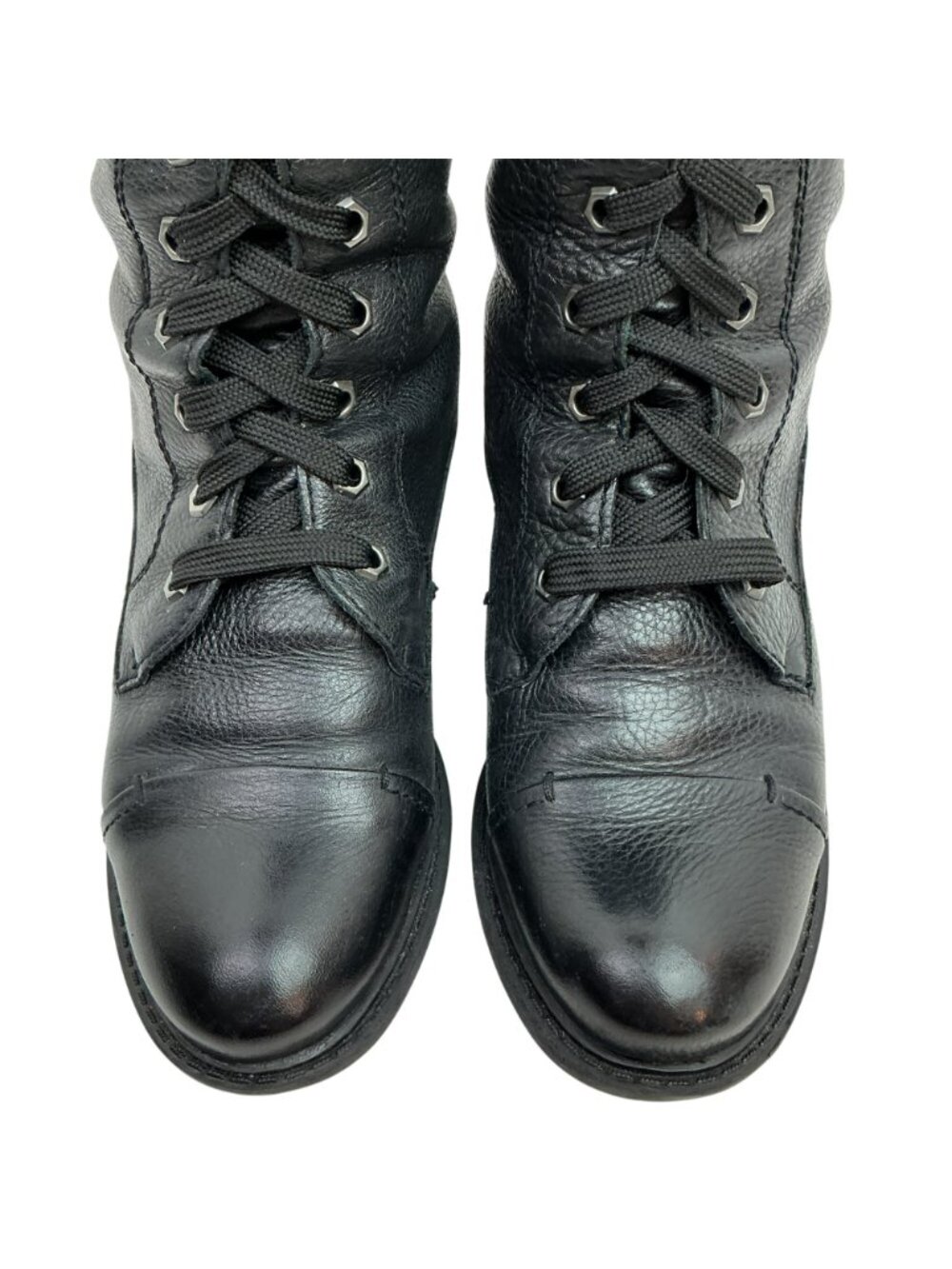 Sam Edelman Darwin Back Zip Moto Leather Lace Combat Boots Womens 7.5 Black - Picture 4 of 15